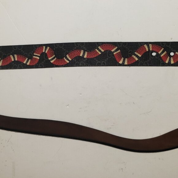 Gucci Borwn GG Supreme Kingsnake Belt - Picture 1 of 16